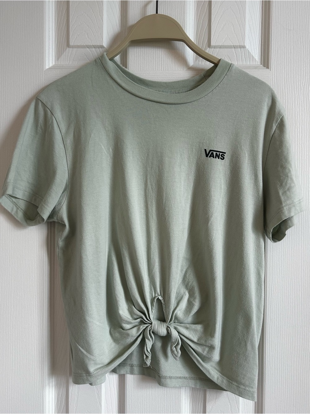 Vans Light Sage Green Cropped Tie-Front Tee